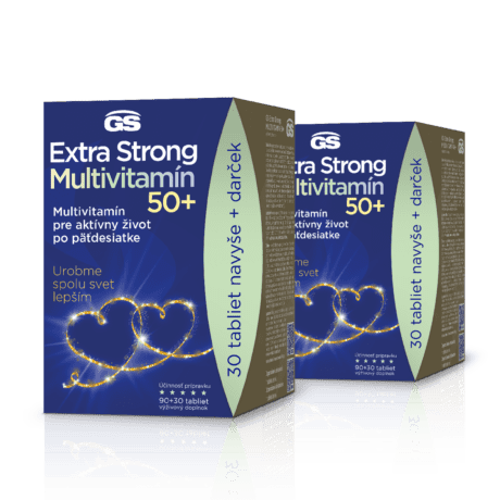 GS Extra Strong Multivitamín 50+, 2× 120 tabliet, darčekové balenie 2022