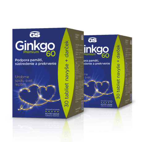 GS Ginkgo 60 PREMIUM, 2× 90 tabliet, darčekové balenie 2022