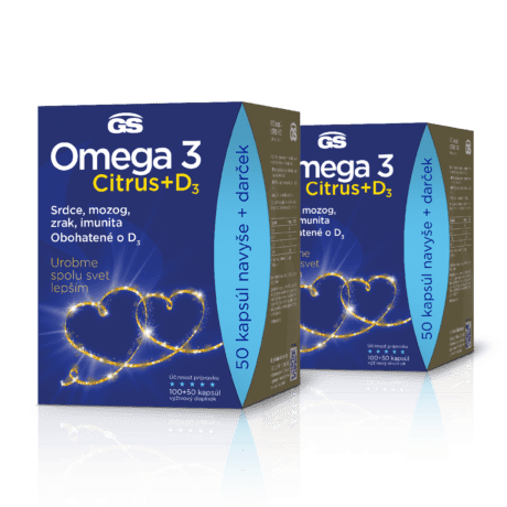 GS Omega 3 CITRUS + D3, 2× 150 kapsúl, darčekové balenie 2022