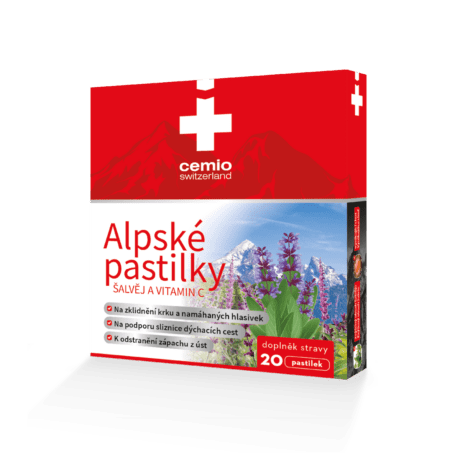 Cemio Alpské pastilky ŠALVIA A VITAMÍN C, 20 pastiliek