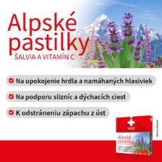 Cemio Alpské pastilky ŠALVIA A VITAMÍN C, 20 pastiliek