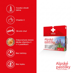 Cemio Alpské pastilky ŠALVIA A VITAMÍN C, 20 pastiliek