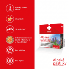 Cemio Alpské pastilky ŠALVIA A VITAMÍN C, 40 pastiliek