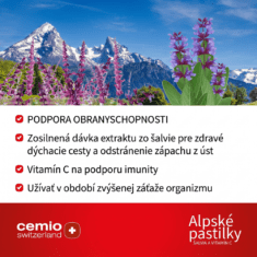 Cemio Alpské pastilky ŠALVIA A VITAMÍN C, 20 pastiliek