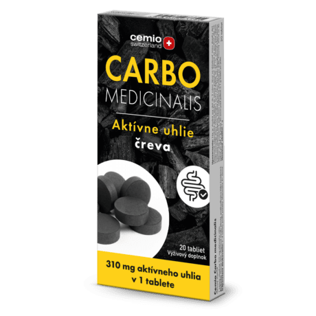 Cemio Carbo medicinalis, Aktívne uhlie 310 mg, 20 tabliet