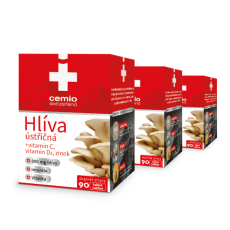 Cemio Hliva ustricová + vitamín C a D3 a zinok, 3× 90 tabliet