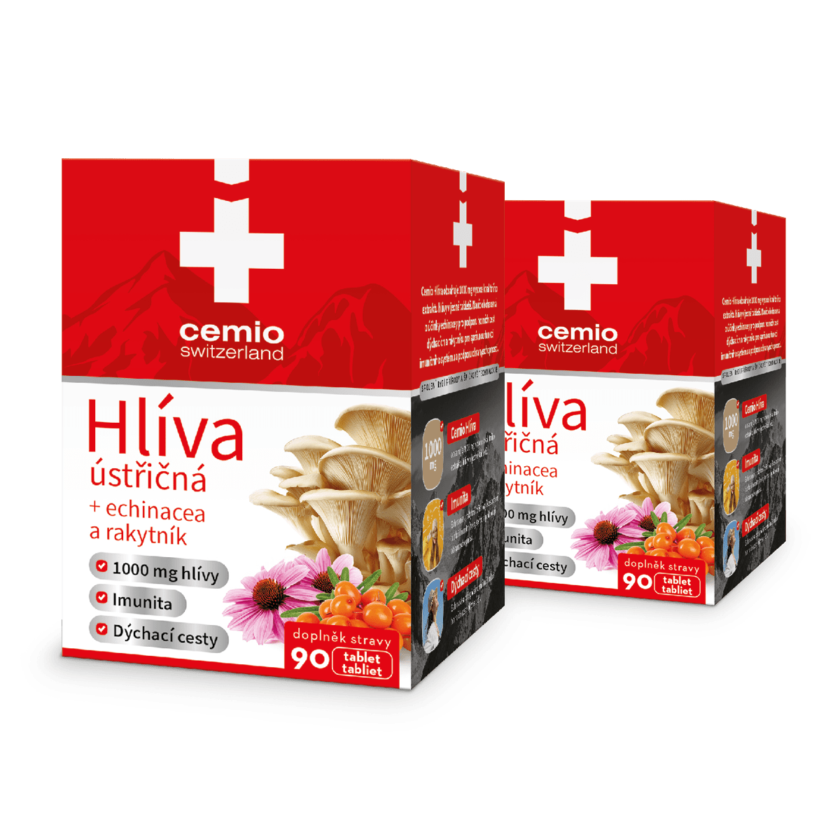 Cemio Hliva ustricová + echinacea a rakytník, 2× 90 tabliet