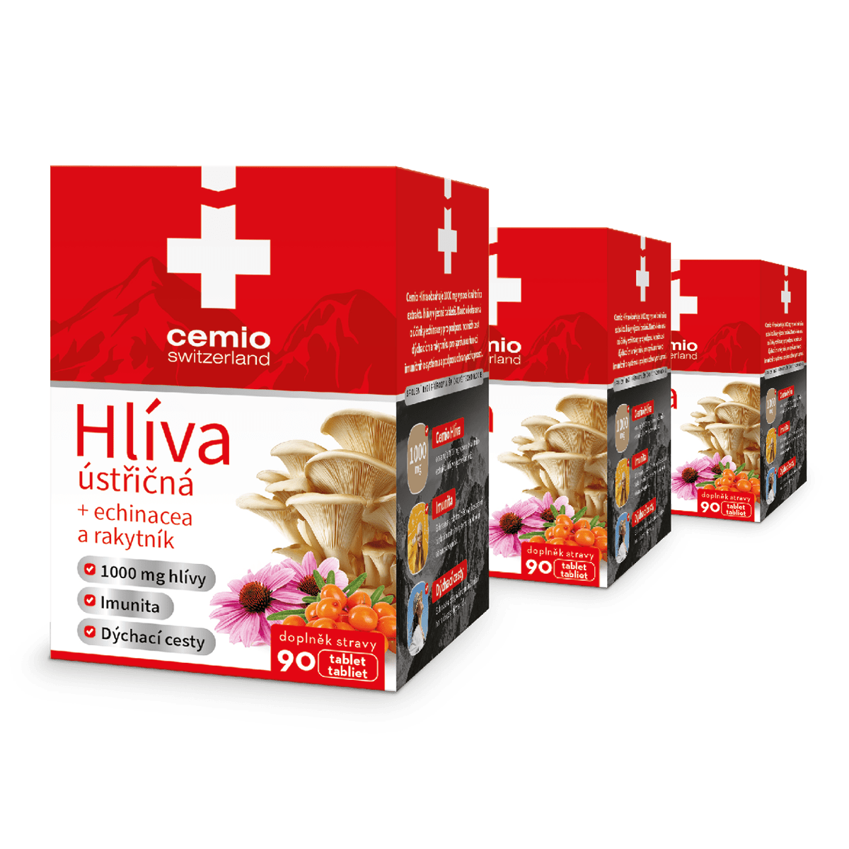 Cemio Hliva ustricová + echinacea a rakytník, 3× 90 tabliet