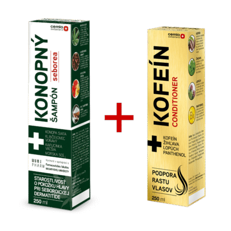 Balíček na vlasy Cemio KONOPNÝ šampón SEBOREA + KOFEÍN conditioner