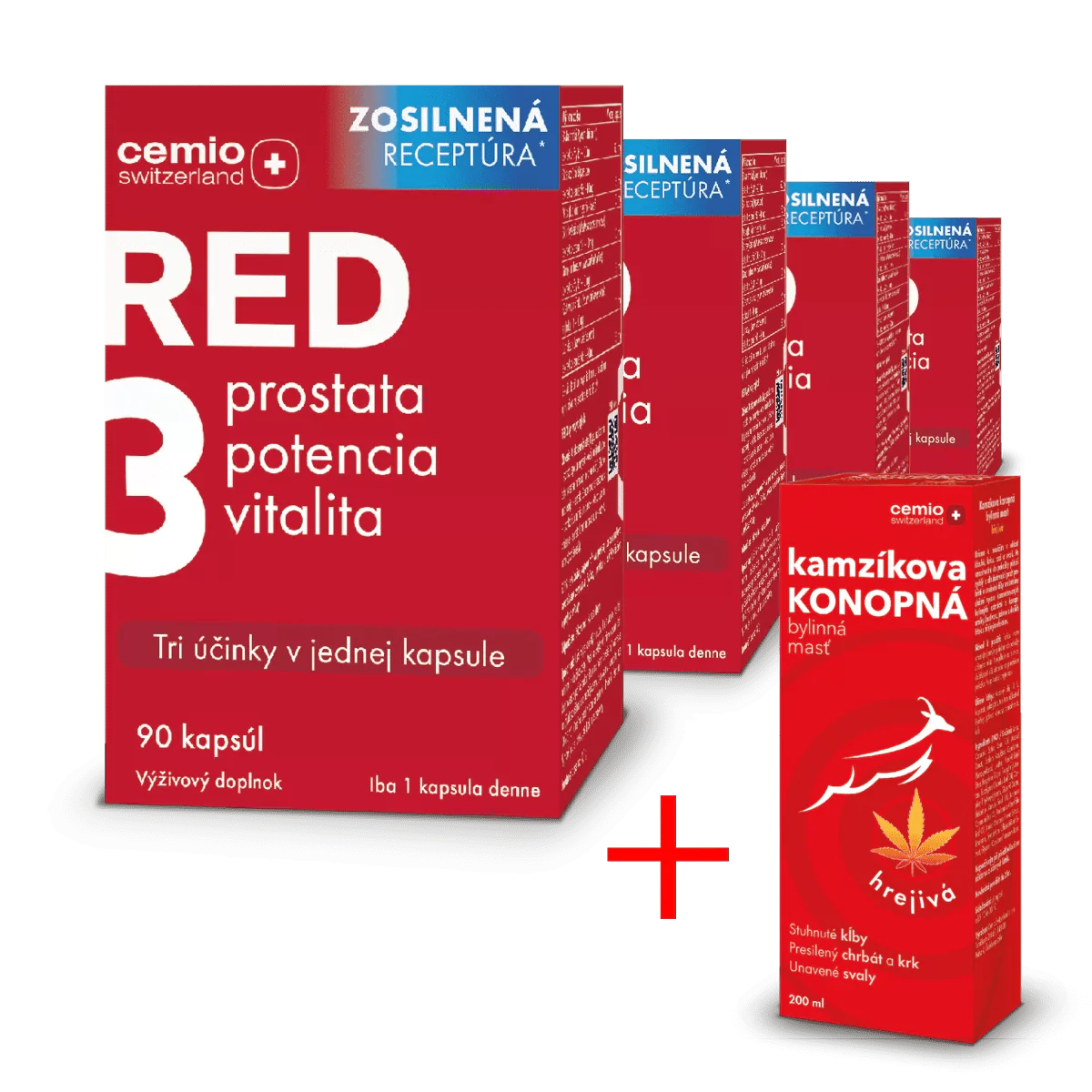 Cemio RED3®, 4× 90 kapsúl, zosilnená receptúra