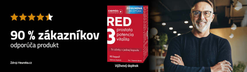 Cemio RED3 zosilnena receptura, 90 kps - banner recenzia heureka