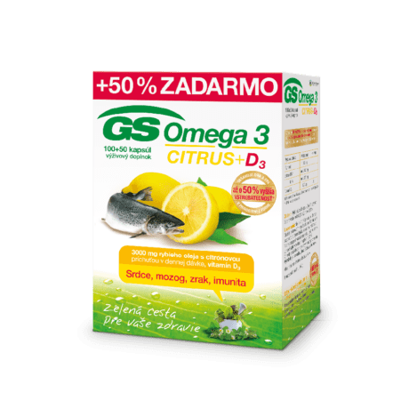 GS Omega 3 CITRUS + D3, 100 + 50 kapsúl