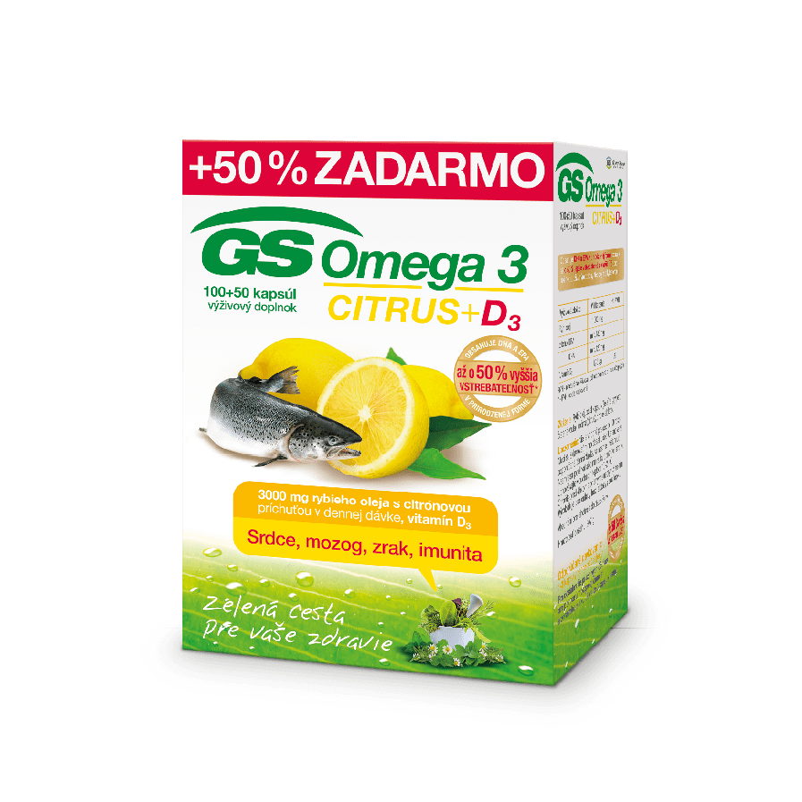 E-shop GS Omega 3 CITRUS + D3, 100 + 50 kapsúl
