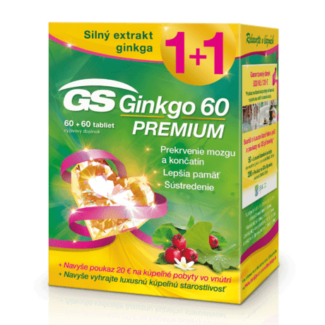 GS Ginkgo 60 PREMIUM, 60 +60 tabliet (120 ks) darček 2018