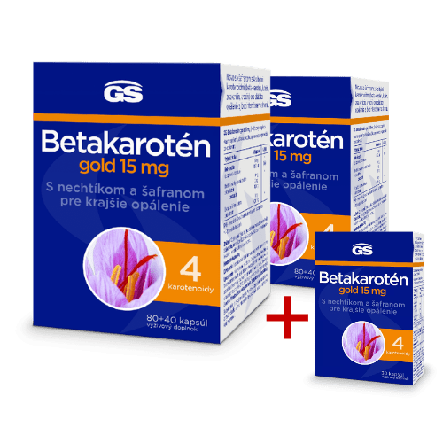 GS Betakarotén Gold 15 mg, 2× 120 kapsúl