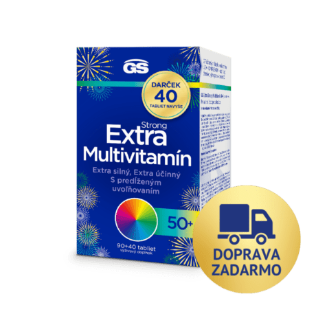 GS Extra Strong Multivitamín 50+, 90 + 40 tabliet, darčekové balenie 2026