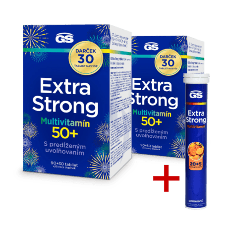 GS Extra Strong Multivitamín 50+, 2× 120 tabliet, darčekové balenie 2025