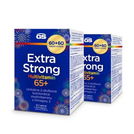 GS Extra Strong Multivitamín 65+, 2×60 tabliet a 60 kapsúl, darčekové balenie 2026