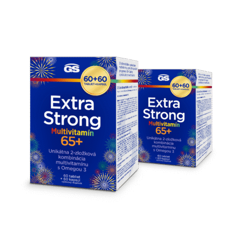 GS Extra Strong Multivitamín 65+, 2× 60 tabliet a 2× 60 kapsúl, darčekové balenie 2025