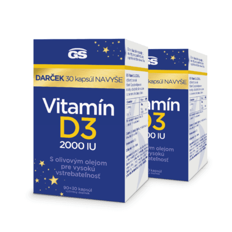 GS Vitamín D3 2000 IU, 2× 120 kapsúl, darčekové balenie 2023