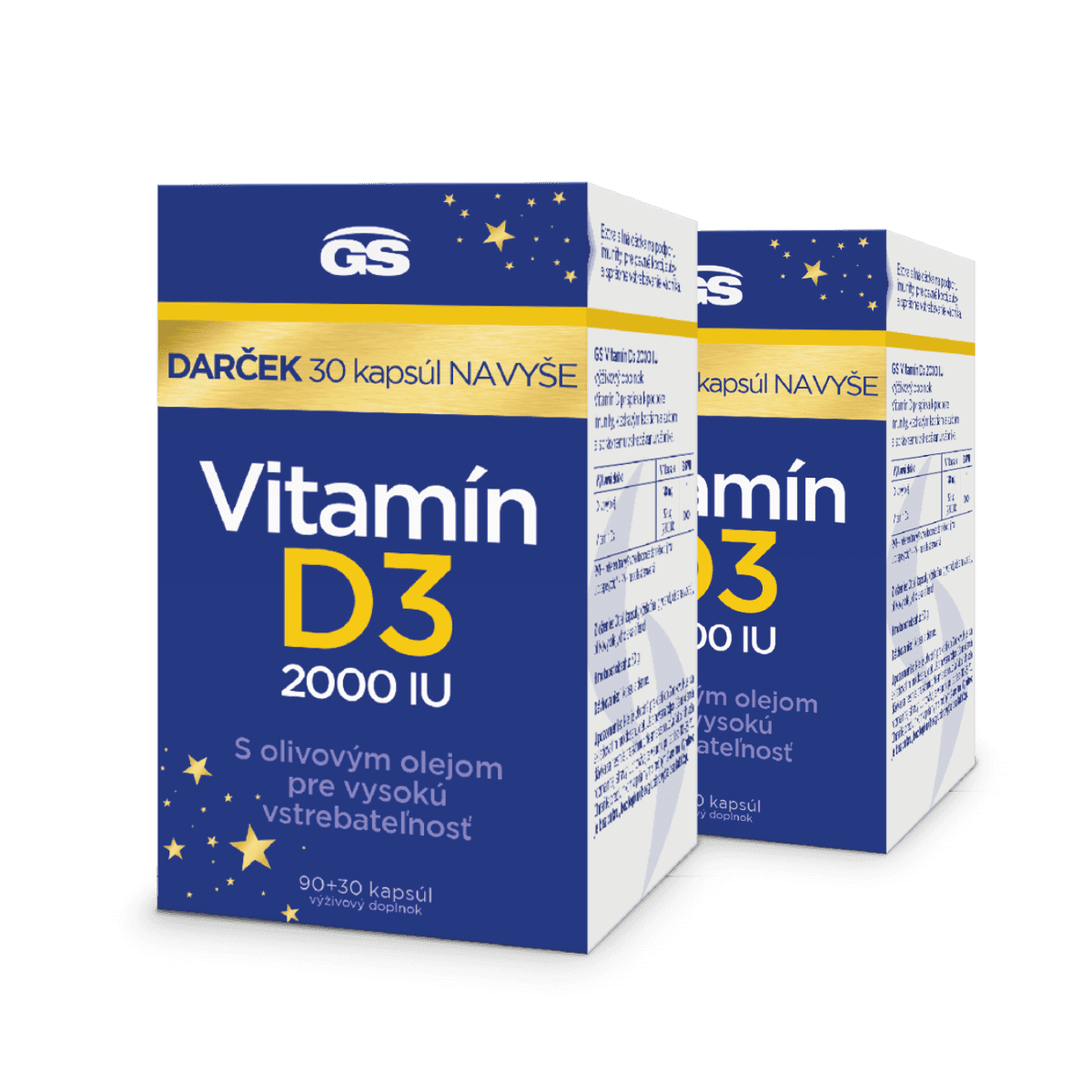 GS Vitamín D3 2000 IU, 2× 120 kapsúl, darčekové balenie 2023 GSKlub.sk