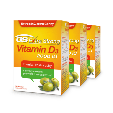 GS Extra Strong Vitamín D3 2000 IU, 3× 90 kapsúl