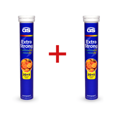 GS Extra Strong Multivitamín s minerálmi šumivý pomaranč, 1 + 1 ZADARMO, 2× 25 tabliet