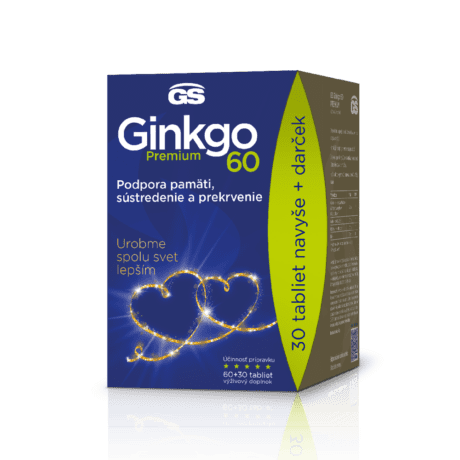 GS Ginkgo 60 PREMIUM, 60 + 30 tabliet, darčekové balenie 2022