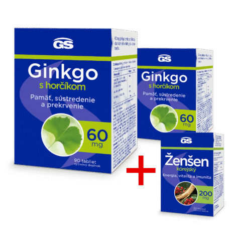 GS Ginkgo 60 mg s horčíkom, 2× 90 tabliet