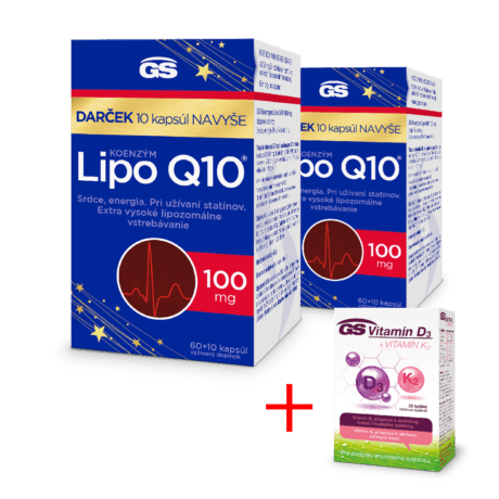 GS Koenzým Lipo Q10, 100 mg, 2× 70 kapsúl, darčekové balenie 2024