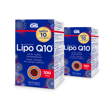 GS Koenzým Lipo Q10, 100 mg, 2× 70 kapsúl, darčekové balenie 2025