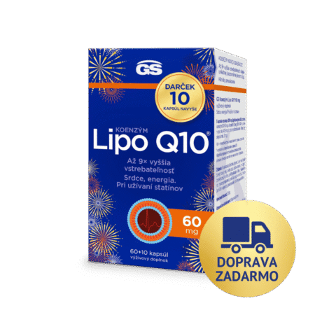 GS Koenzým Lipo Q10, 60 mg, 60 + 10 kapsúl, darčekové balenie 2025