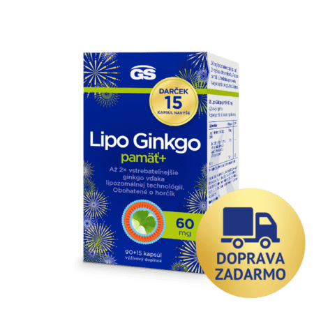 GS Lipo Ginkgo pamäť+ 60 mg, 90 + 15 kapsúl, darčekové balenie 2026