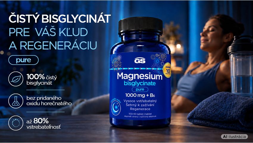 GS Magnesium bisglycinate PURE 1000mg + B6, 100 tabliet, darcekove balenie - banner