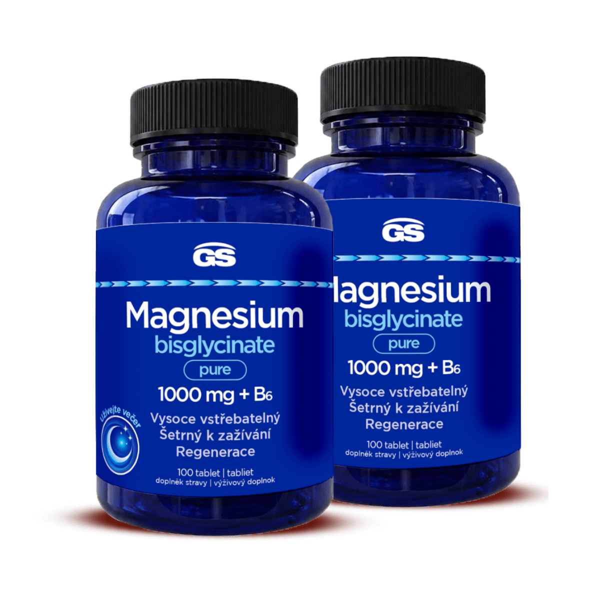 GS Magnesium bisglycinate pure 1000 mg + B6, 2× 100 tabliet