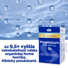 GS Magnesium citrát 1340 mg + B6, 100 tabliet