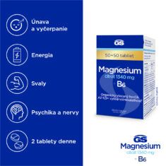 GS Magnesium citrát 1340 mg + B6, 100 tabliet