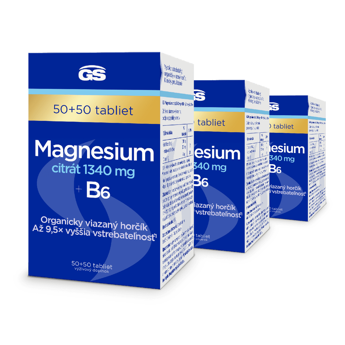 GS Magnesium citrát 1340 mg + B6, 3× 100 tabliet