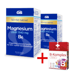 GS Magnesium citrát 1340 mg + B6, 2× 100 tabliet