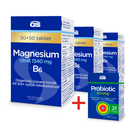 GS Magnesium citrát 1340 mg + B6, 3× 100 tabliet