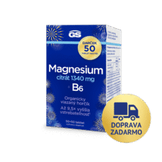 GS Magnesium citrát 1340 mg + B6, 100 tabliet, darčekové balenie 2025