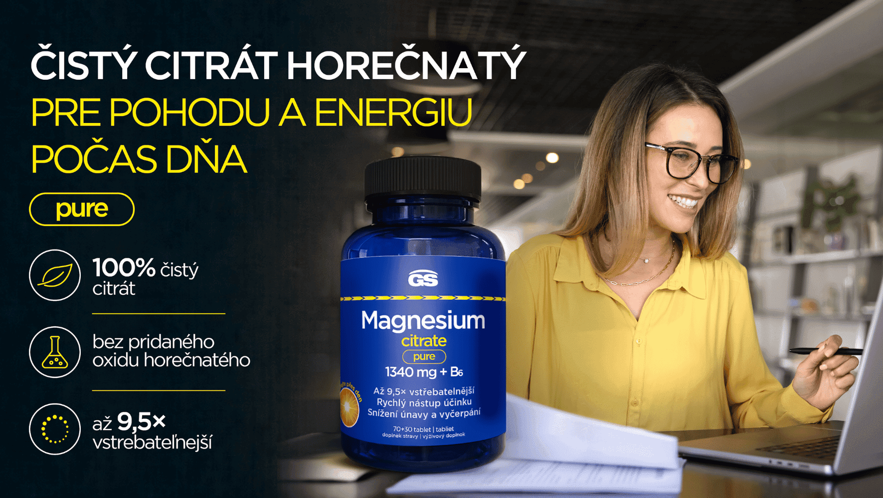 GS Magnesium citrat pure 1340 mg + B6 - banner