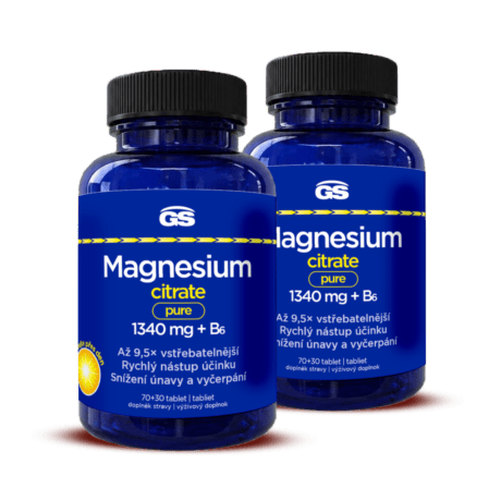 Magnesium citrate pure 1340 mg+B6, 2× 100 tabliet