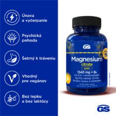 GS Magnesium citrate pure 1340 mg + B6, 110 tabliet, darčekové balenie 2026