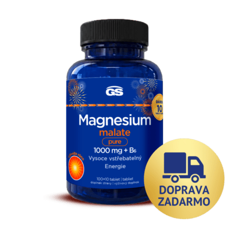 GS Magnesium malate pure 1000 mg + B6, 100 + 10 tabliet, darčekové balenie 2026