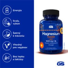 GS Magnesium malate pure 1000 mg + B6, 100 + 10 tabliet, darčekové balenie 2026