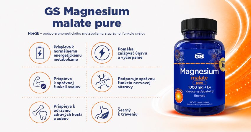 GS Magnesium malate pure 1000 mg + B6, darcekove balenie - vyhody