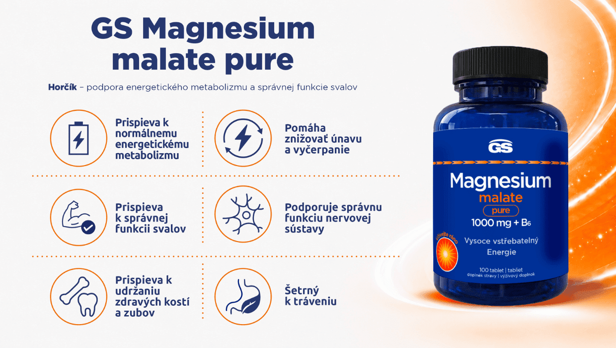 GS Magnesium malate pure 1000 mg + B6 - vyhody