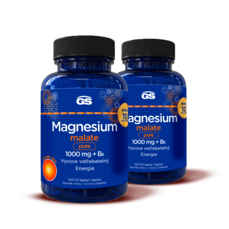 GS Magnesium malate pure 1000 mg + B6, 2× 110 tabliet, darčekové balenie 2026