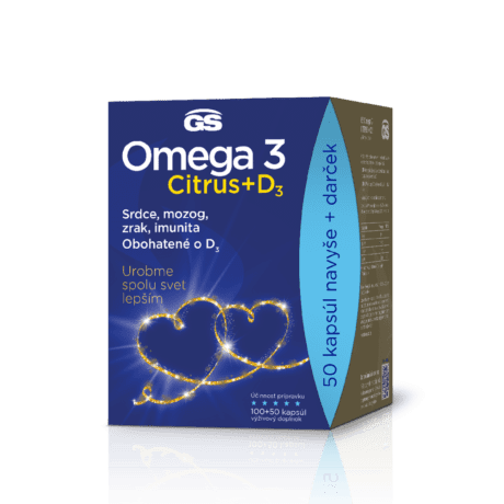 GS Omega 3 CITRUS + D3, 100 + 50 kapsúl, darčekové balenie 2022